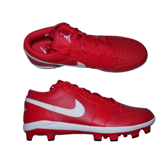 Nike Air Jordan 1 Retro Low Baseball Cleats Mens size 15  Varsity Red White New! main image 8